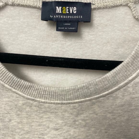 Maeve by Anthropologie Sporty Stripe Crewneck Sweatshirt Light Grey Womens Large - Picture 5 of 7